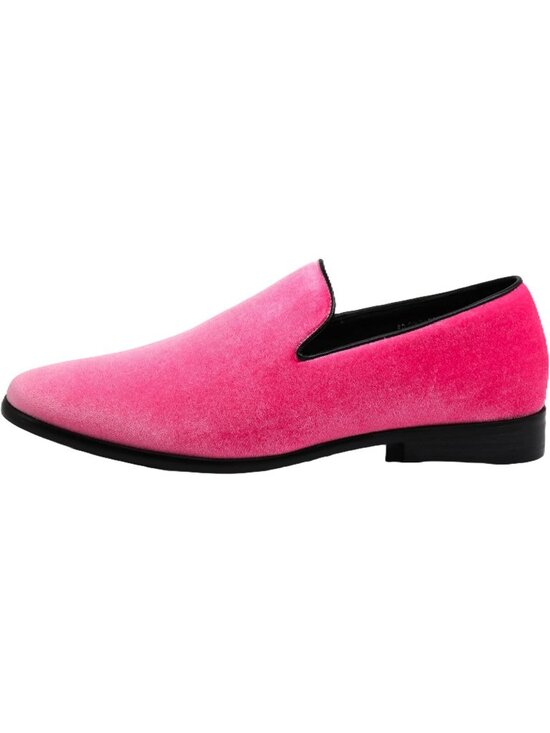 Enzo Romeo Men\'s Pink Vintage Velvet Loafer Tuxedo Slip On Formal Fashion Shoes main image 4